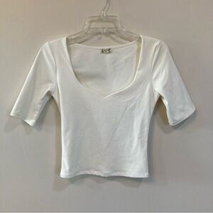 Free People Intimately Top Sz Small Ivory Stretch Short Sleeve